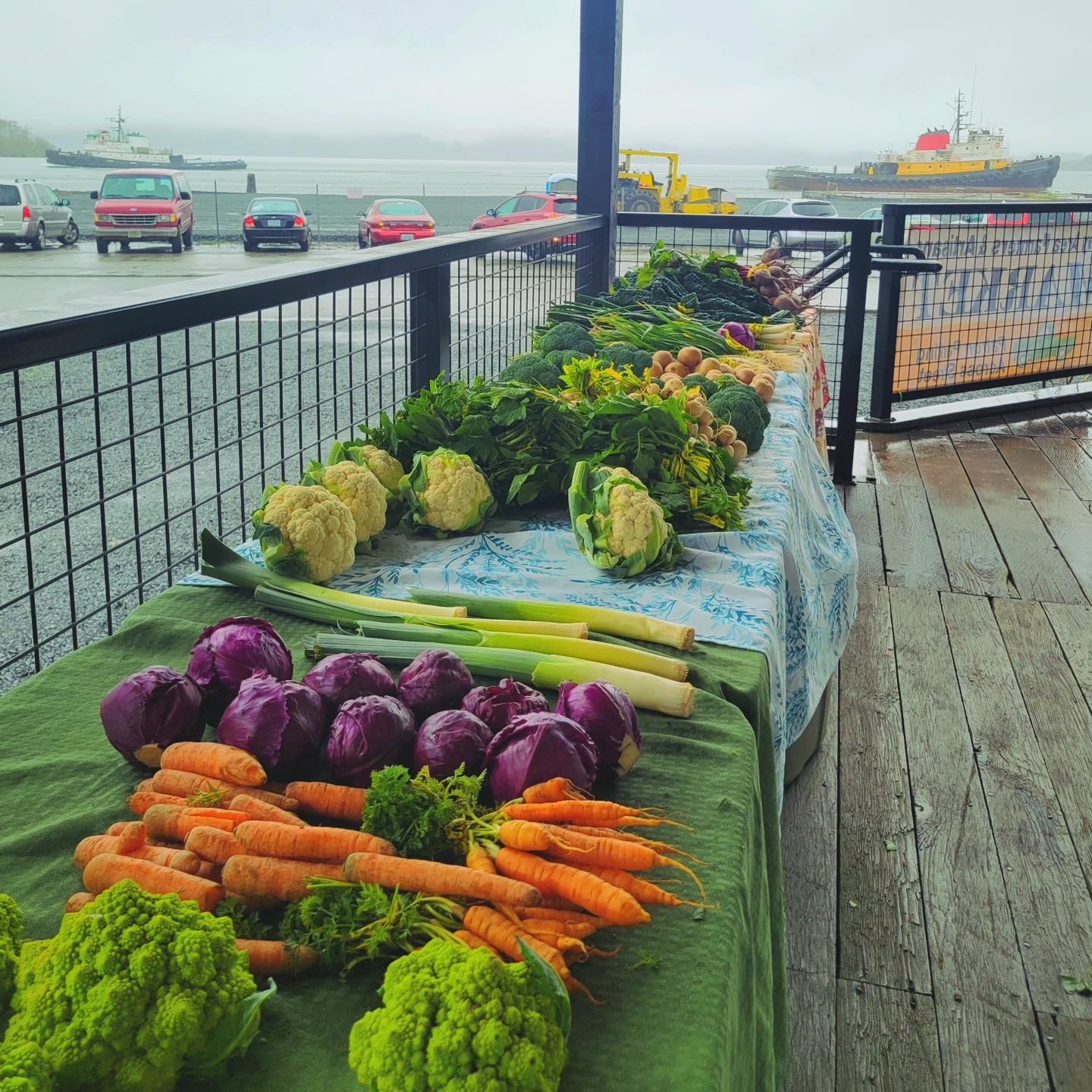 vegetable stand overlooking the bayfront