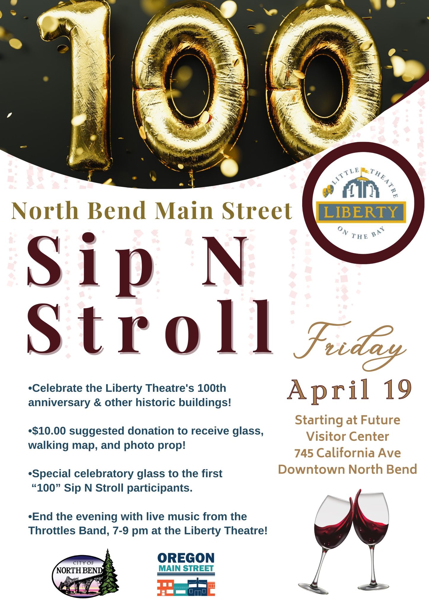NB Mainstreet sip n stroll for april 19th poster