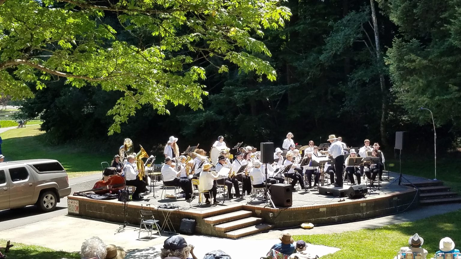 bay area concert band on stage at the mingus amphitheater