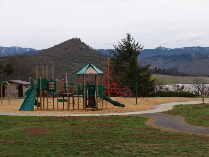 Play structure near the lake