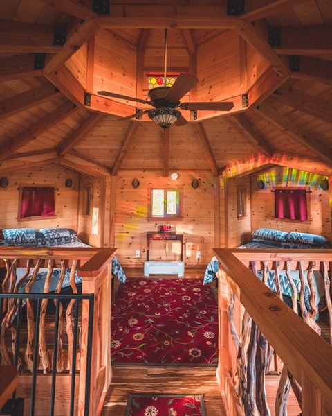 Interior view of a treehouse