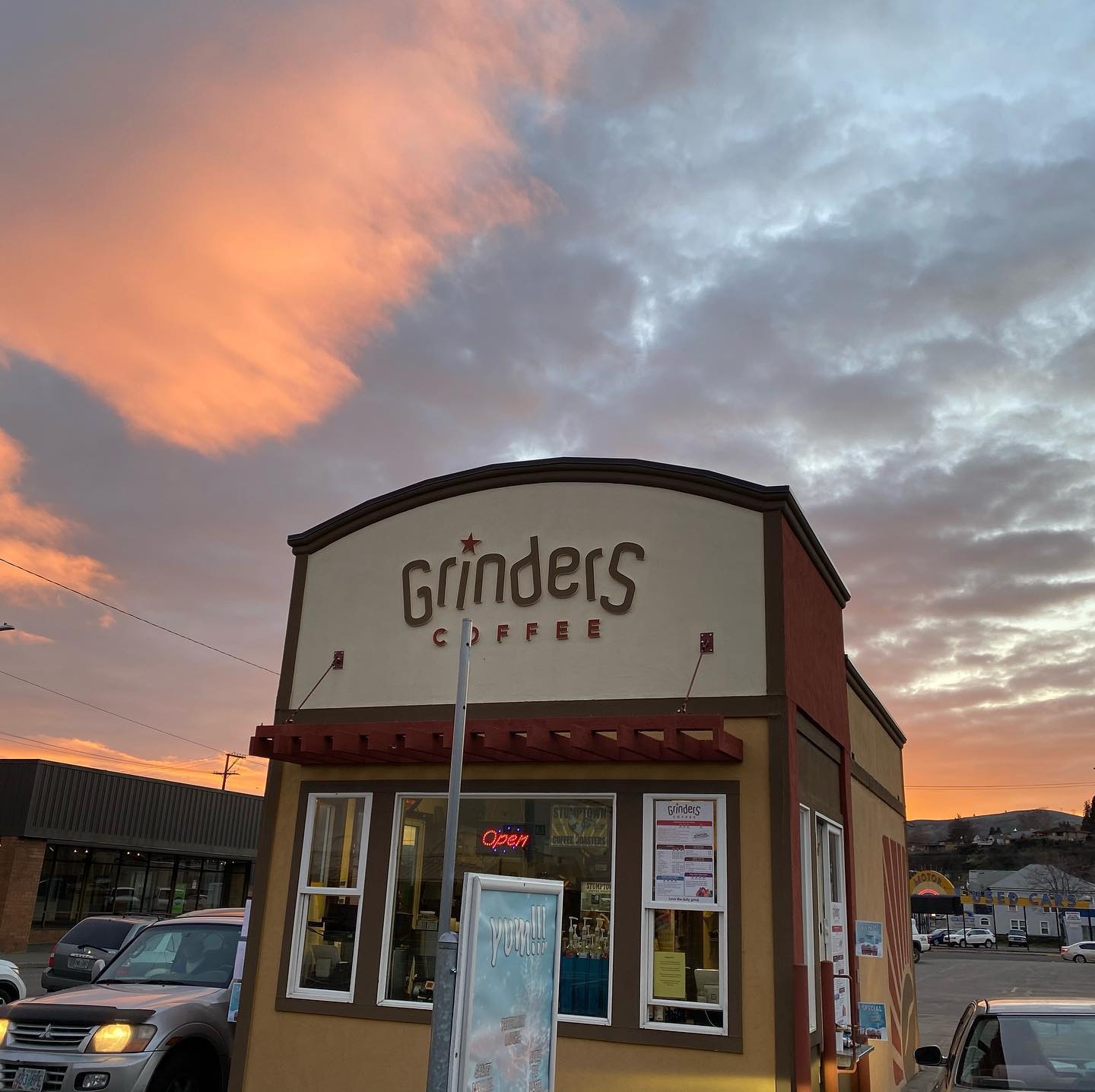 Sunrise over Grinder Coffee