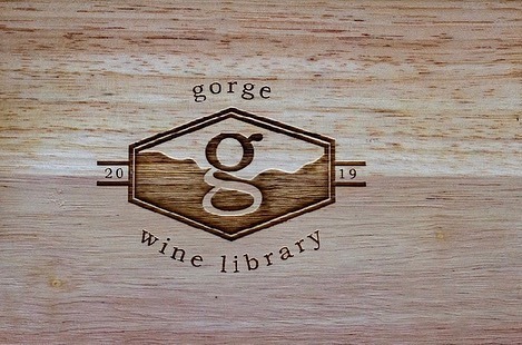 Wood engraved gorge wine library