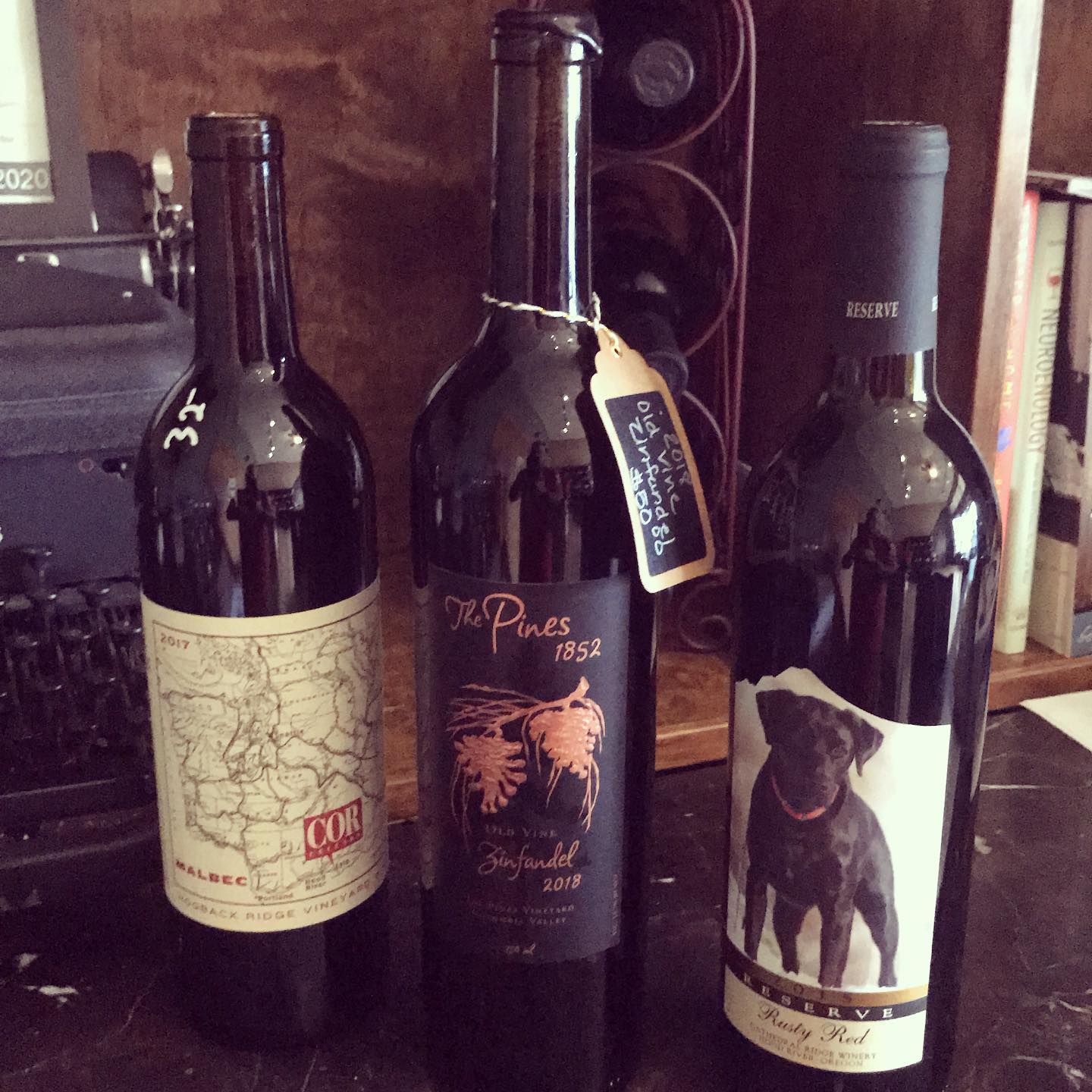 Trio of wine bottles
