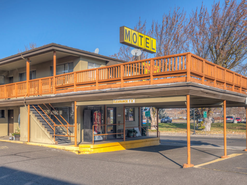 motel with orange staircase