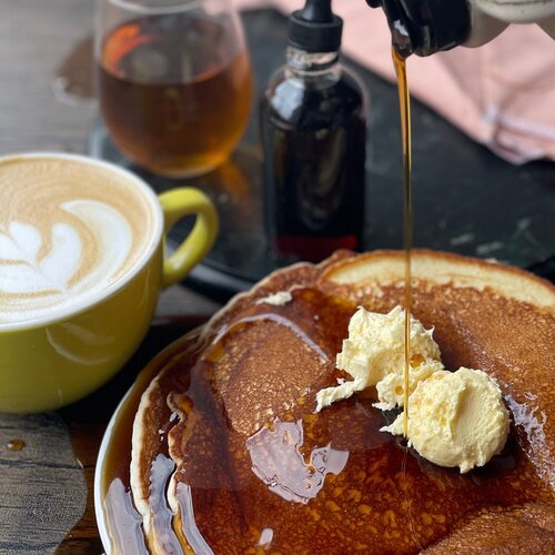 pancakes with coffee