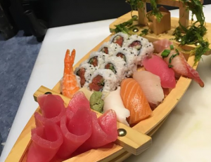 sushi in a boat
