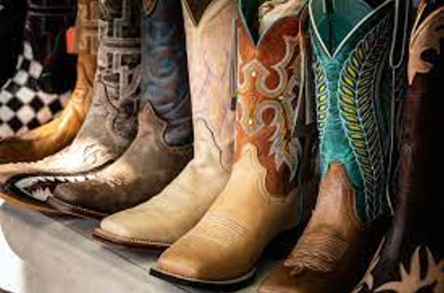 Line up of cowboy boots