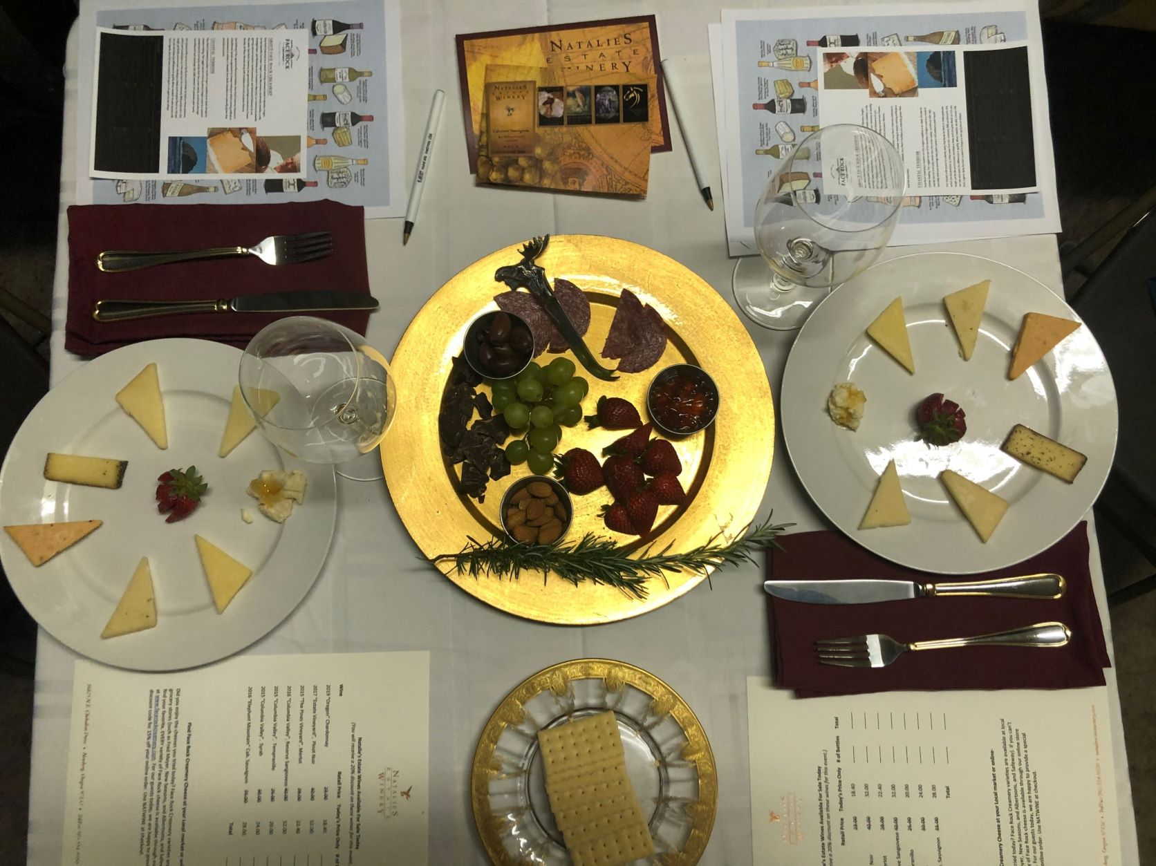 Wine & Cheese tasting table setting