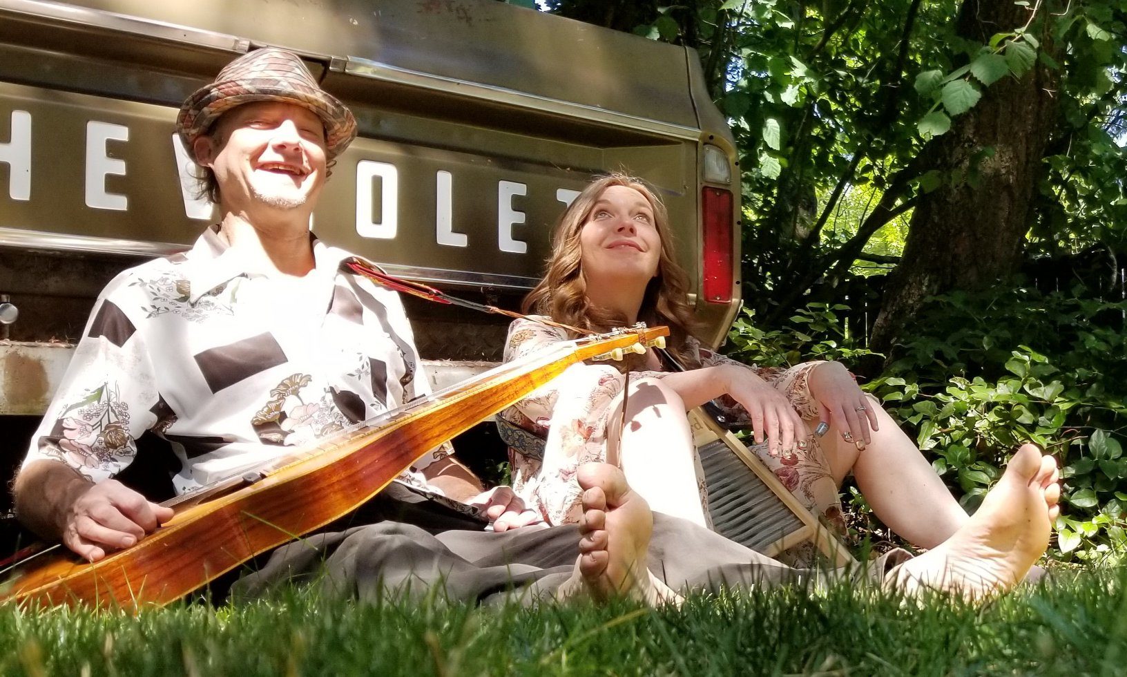 Musicians in Grass with Chevy Truck