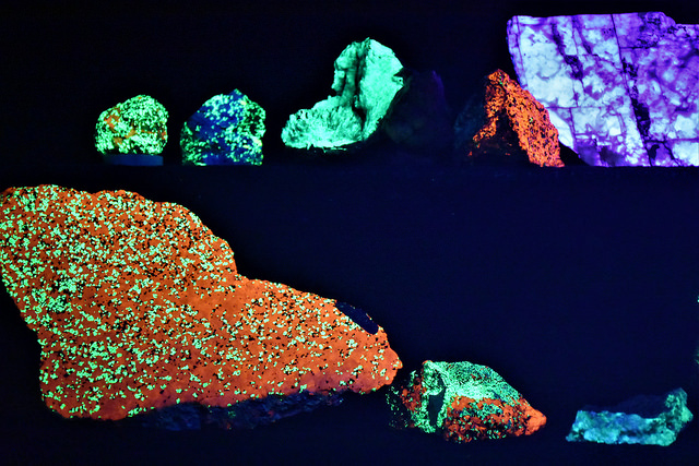 Glow in the dark rocks from the Cavin Warfel Rock and fossil collection