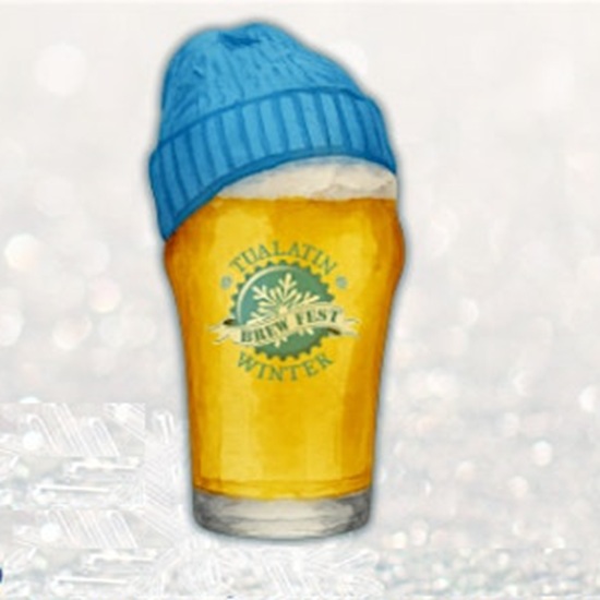 Illustration of a pint of beer wearing a blue beanie