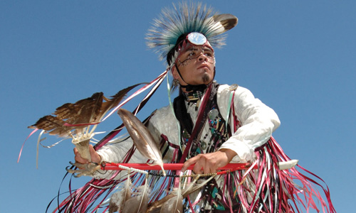 Native American in regalia
