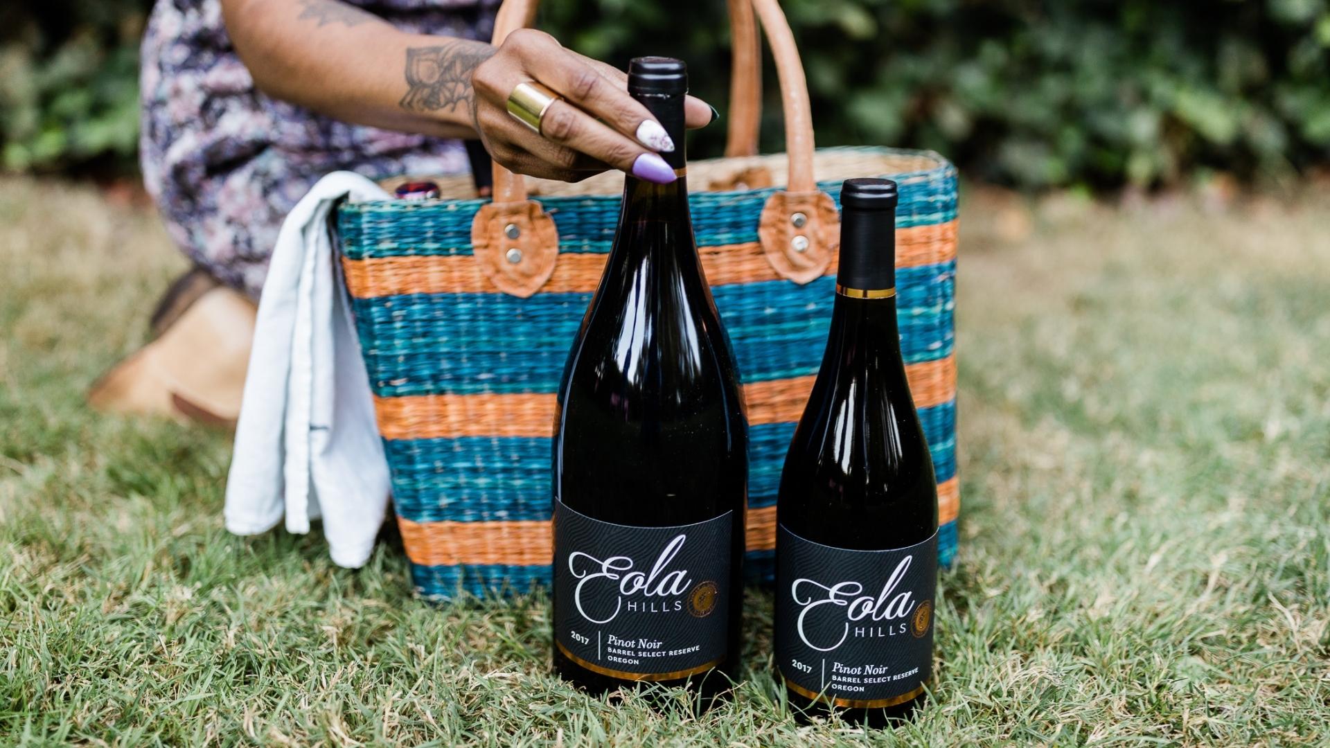 Two bottles of Eola Hills pinot noir