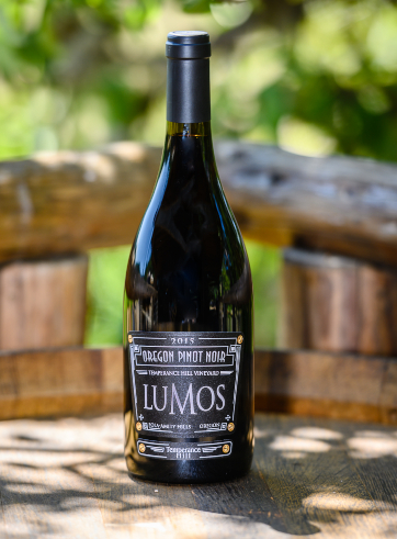 A bottle of Oregon Pinot Noir from Lumos Wine Co.