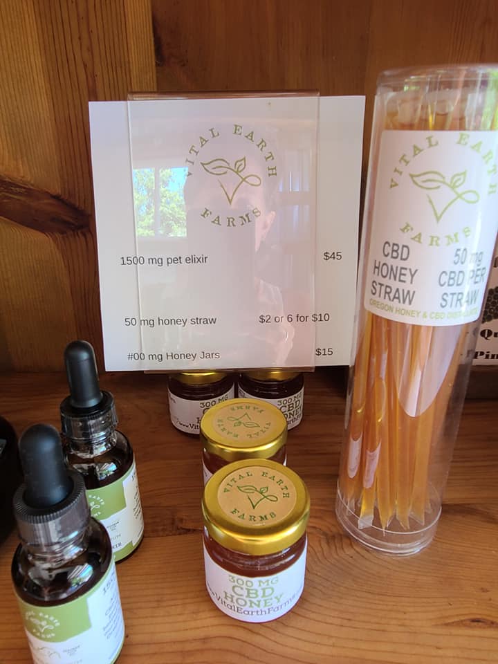 Honey jars for sale at Moonridge Farms.