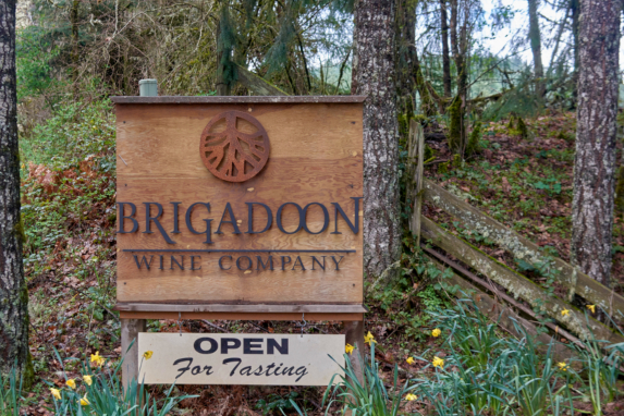 A sign for Brigadoon Wine Company