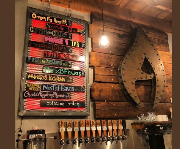 rotating taps of locally brewed in-house beer and cider