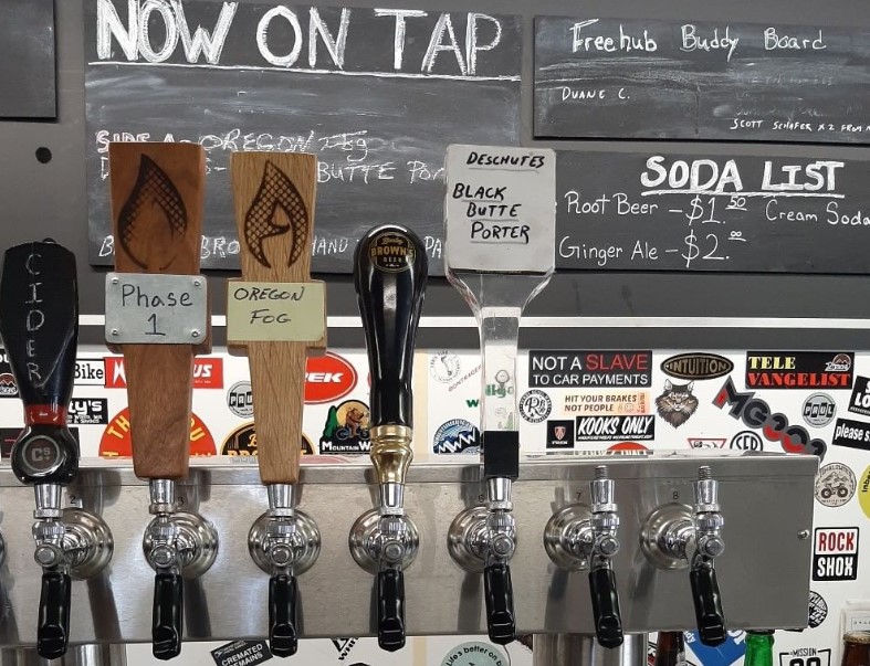 close up of bar with 7 taps