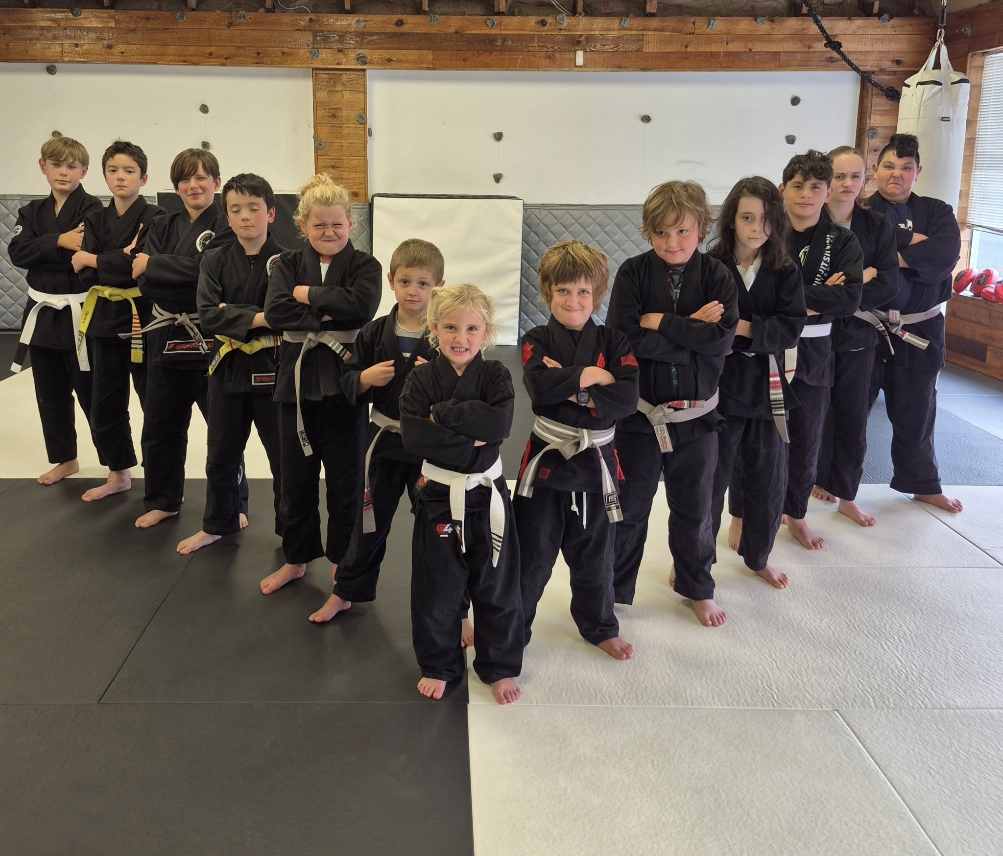 Kids lined up at Jiu Jitsu 101 Oregon Coast