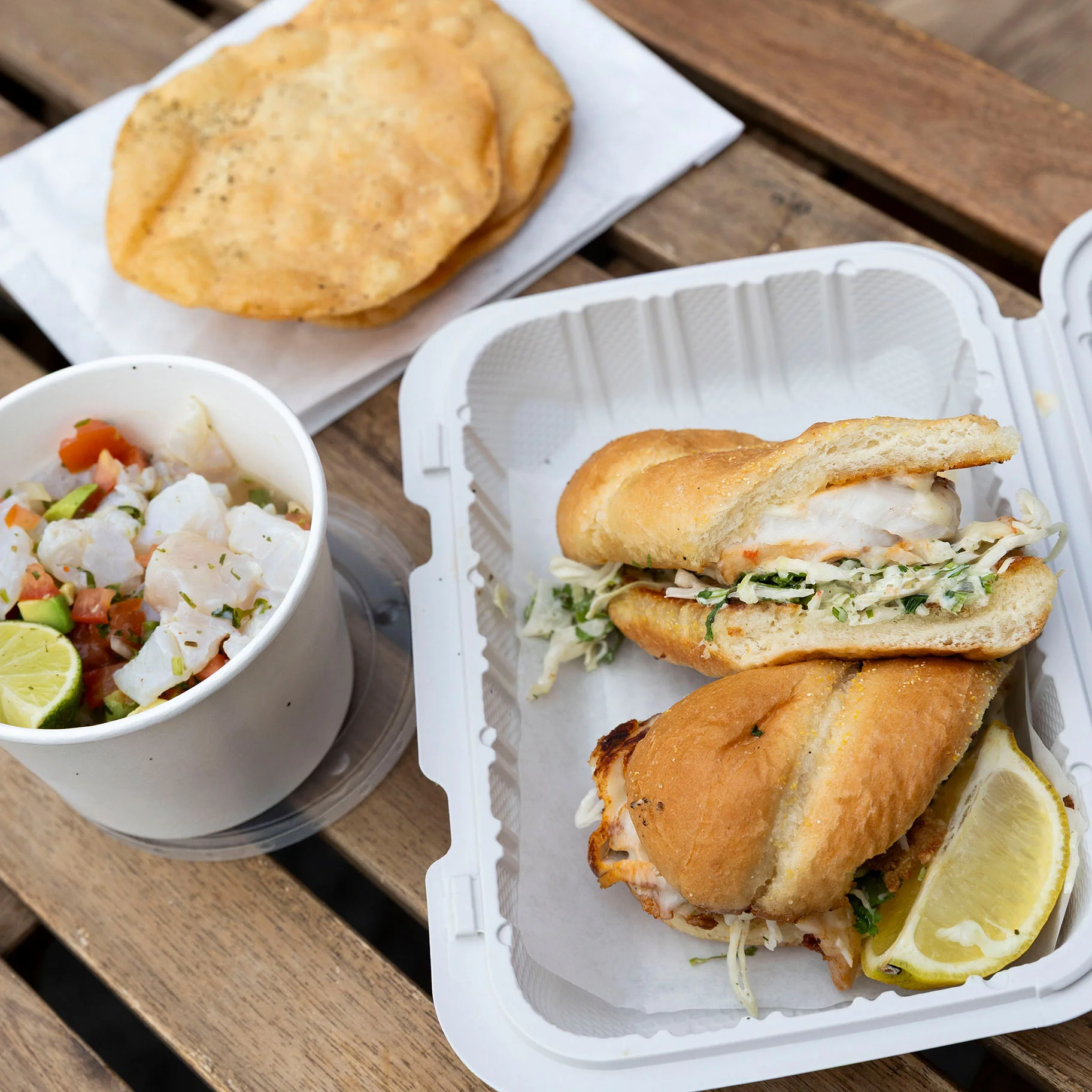 Rockfish Ceviche and Lingcod Sandwith at Sal de Mar.jpg