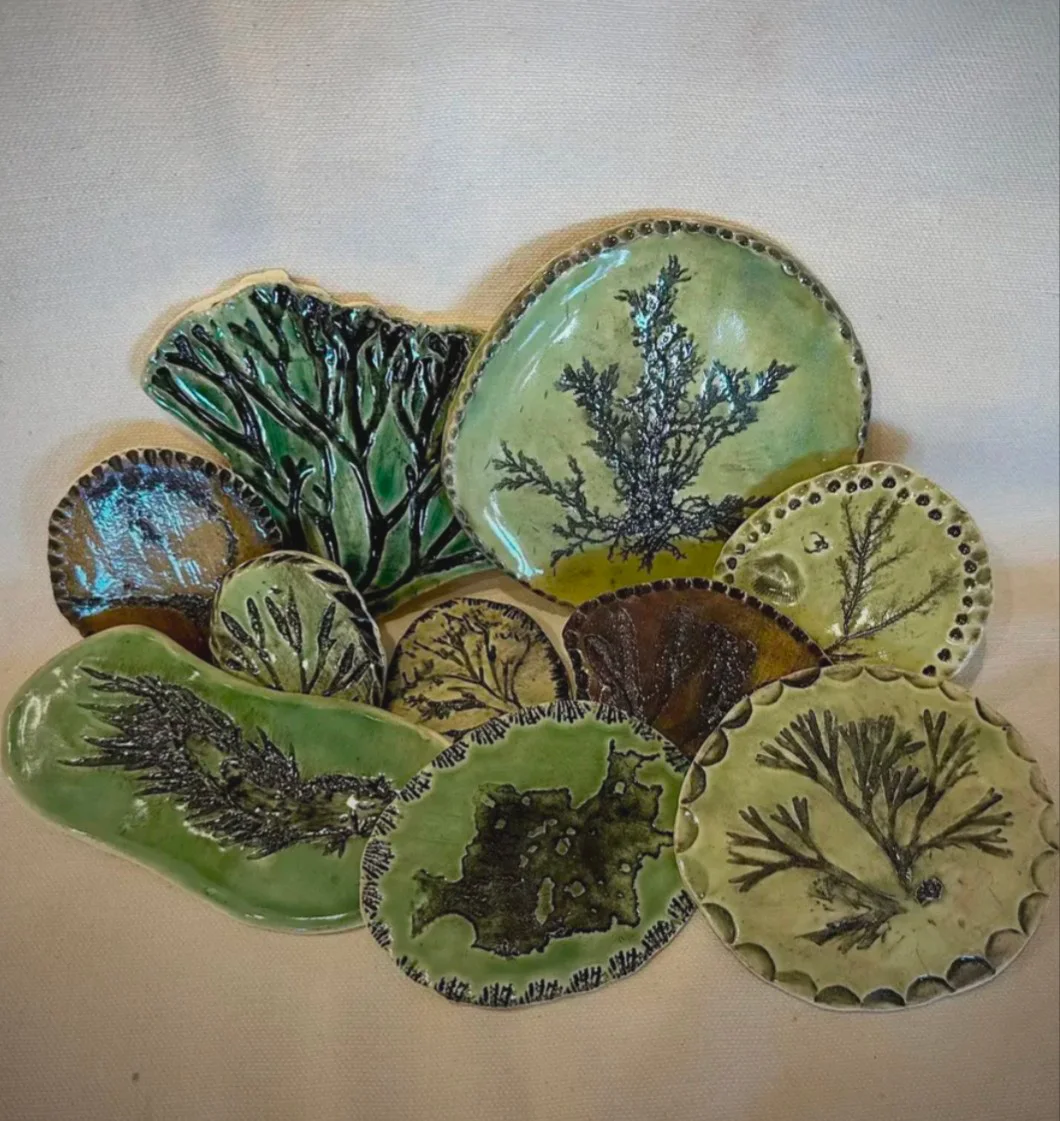 Conservation and Clay finished seaweed embossed dishes