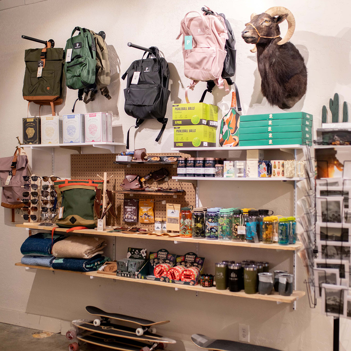 Outdoor gear display at Umpqua Trading Co.