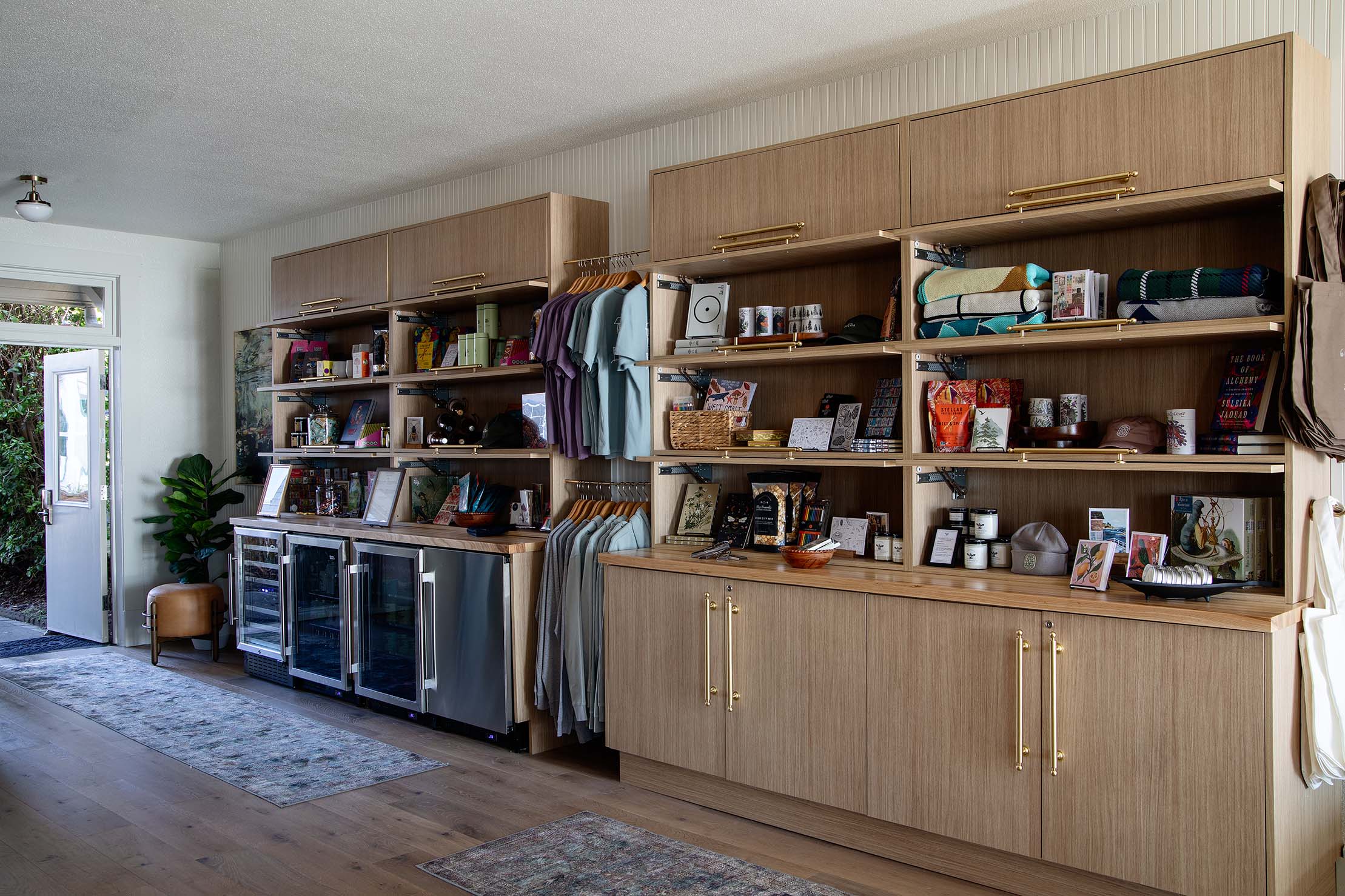 Hotel Sylvia gift shop shelves and merchandise Newport Oregon