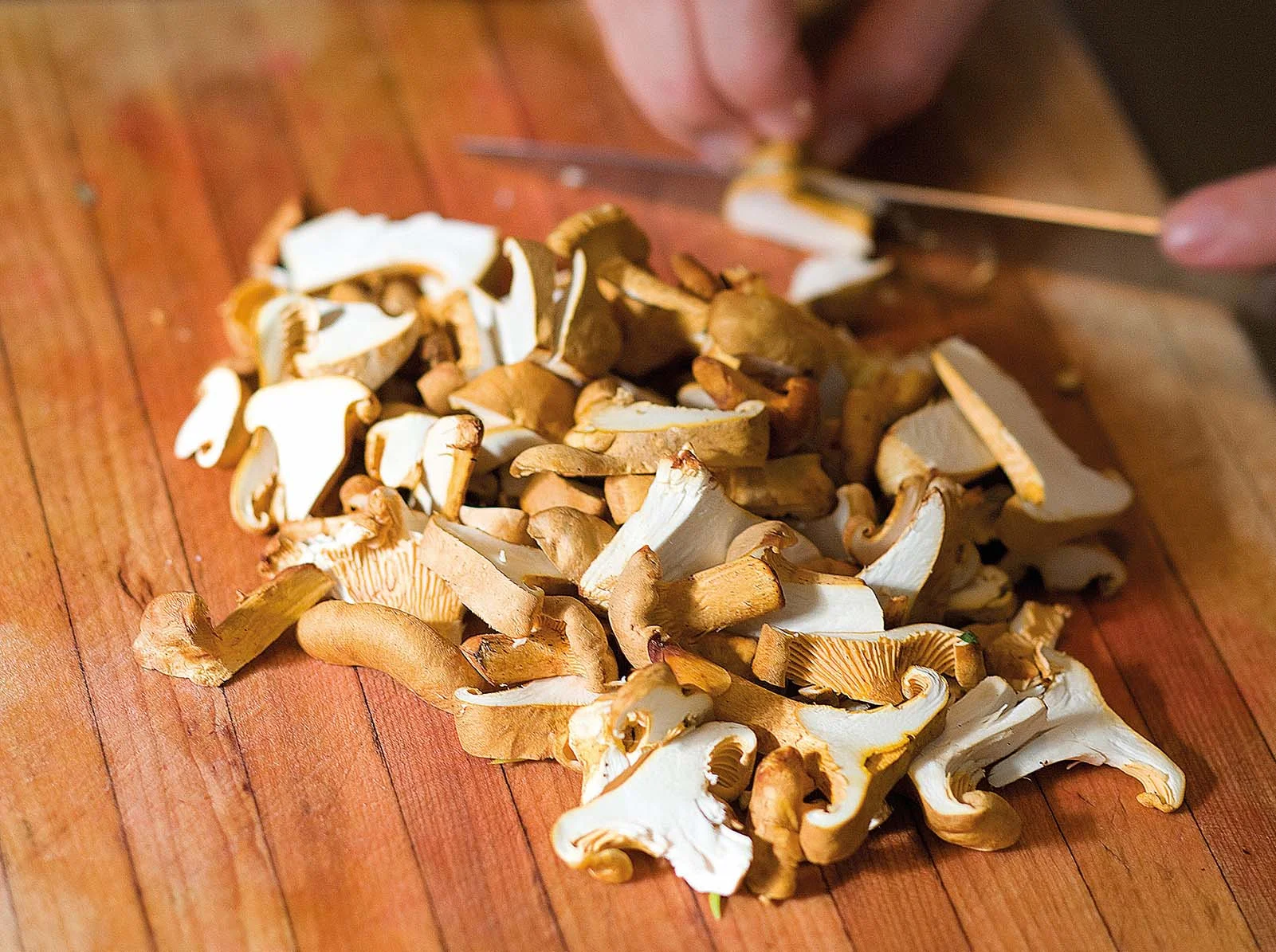 Chopped chanterelle mushrooms
