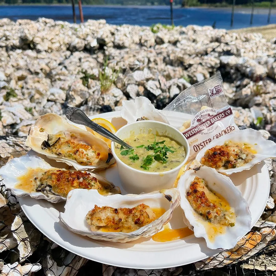 Baked oysters fresh from the Clausen Oysters farm.jpg