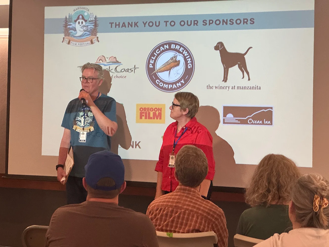 filmmakers talking about their film at the 2025 Manzanita Film Festival