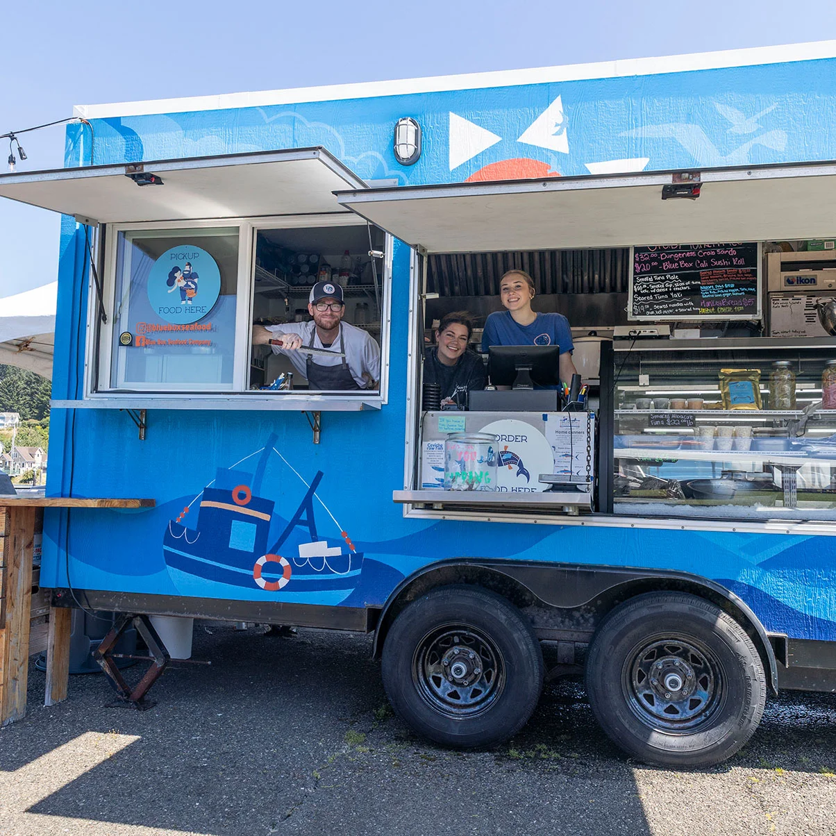 Blue Box Seafood Company food cart with Chef Jason Fischel.jpg