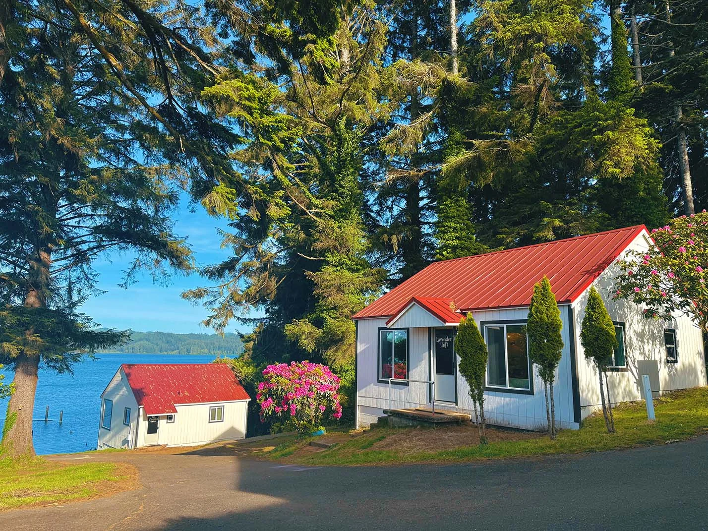 The Florentine Waterfront Hotel exterior cabins with water view in distance
