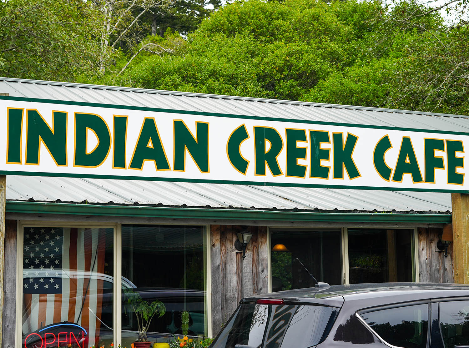 Indian Creek Cafe Sign Gold Beach Oregon