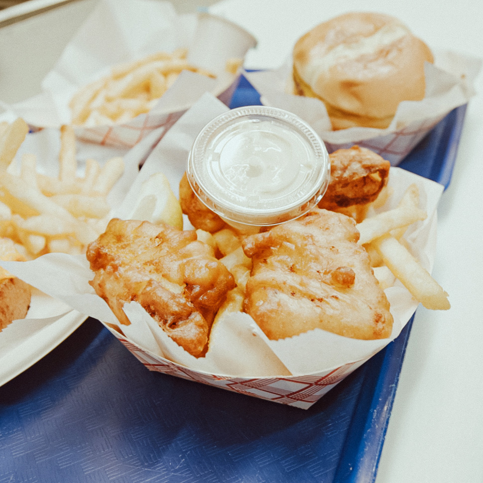 Ecola Seafoods local caught fish and chips baskets on tray