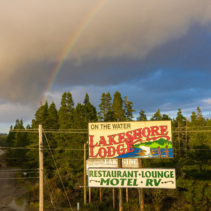 Lakeshore Lodge Sign Lakeside Oregon