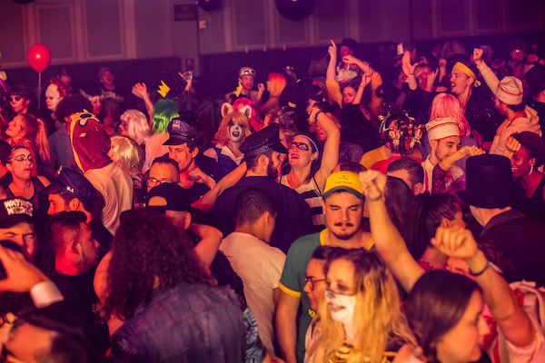 Crowd dancing at Spells and Shells with DJ Gregarious halloween party