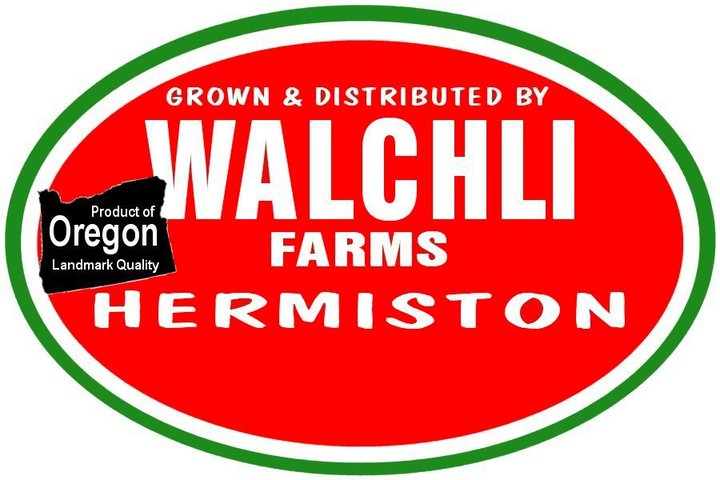 logo image with text for Grown & Distributed by Walchli Farms Hermiston