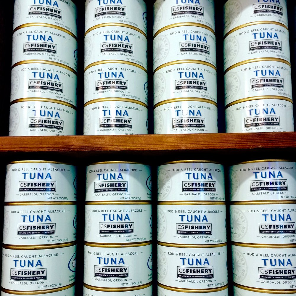 Stacks upon stacks of freshly canned tuna from CS Fishery