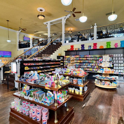Shelves of candy inside the two story Troutdale iCandy location