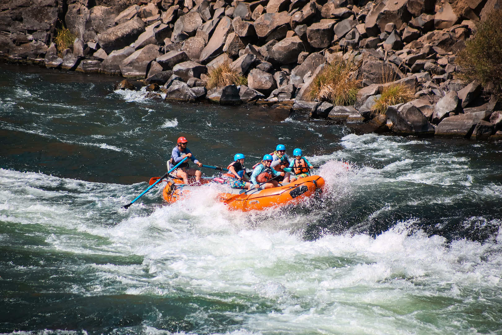 Tour group rafting on the Deschutes River