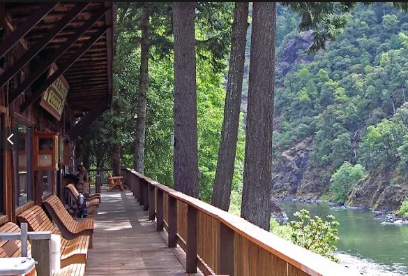 Cabin deck overlooking lake