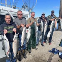 Five fishermen with 10 fish
