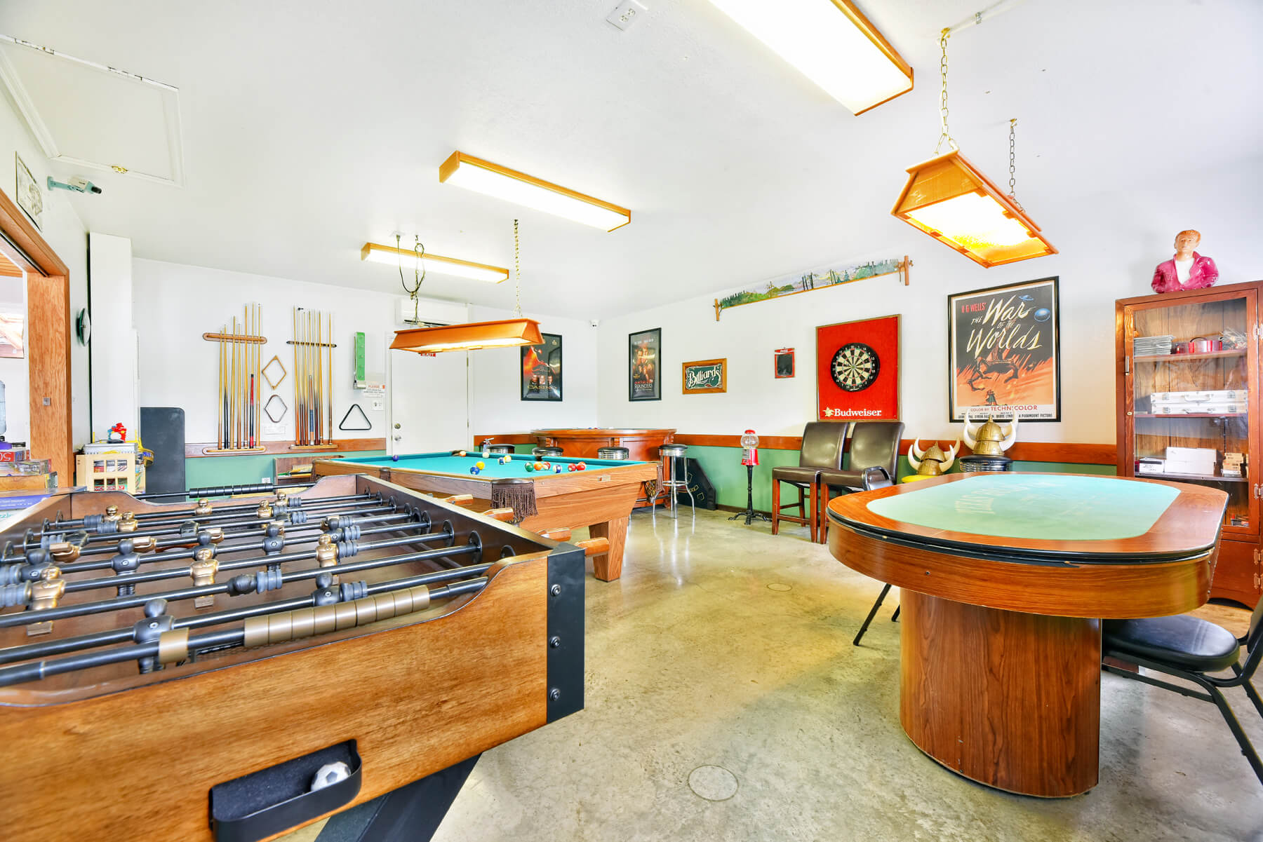Gaming tables in recreation room