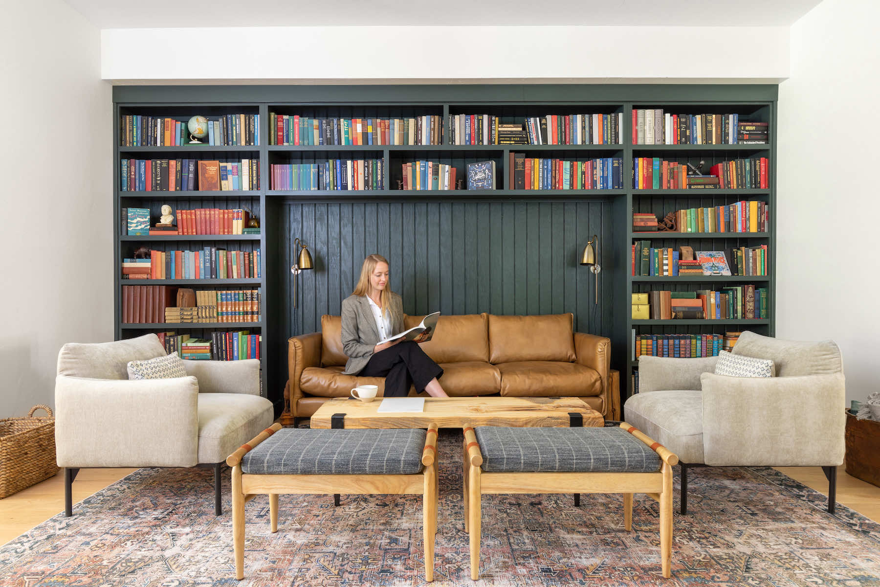 Woman sitting in library