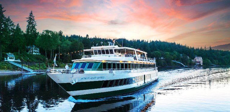 Portland Spirit boat at sunset