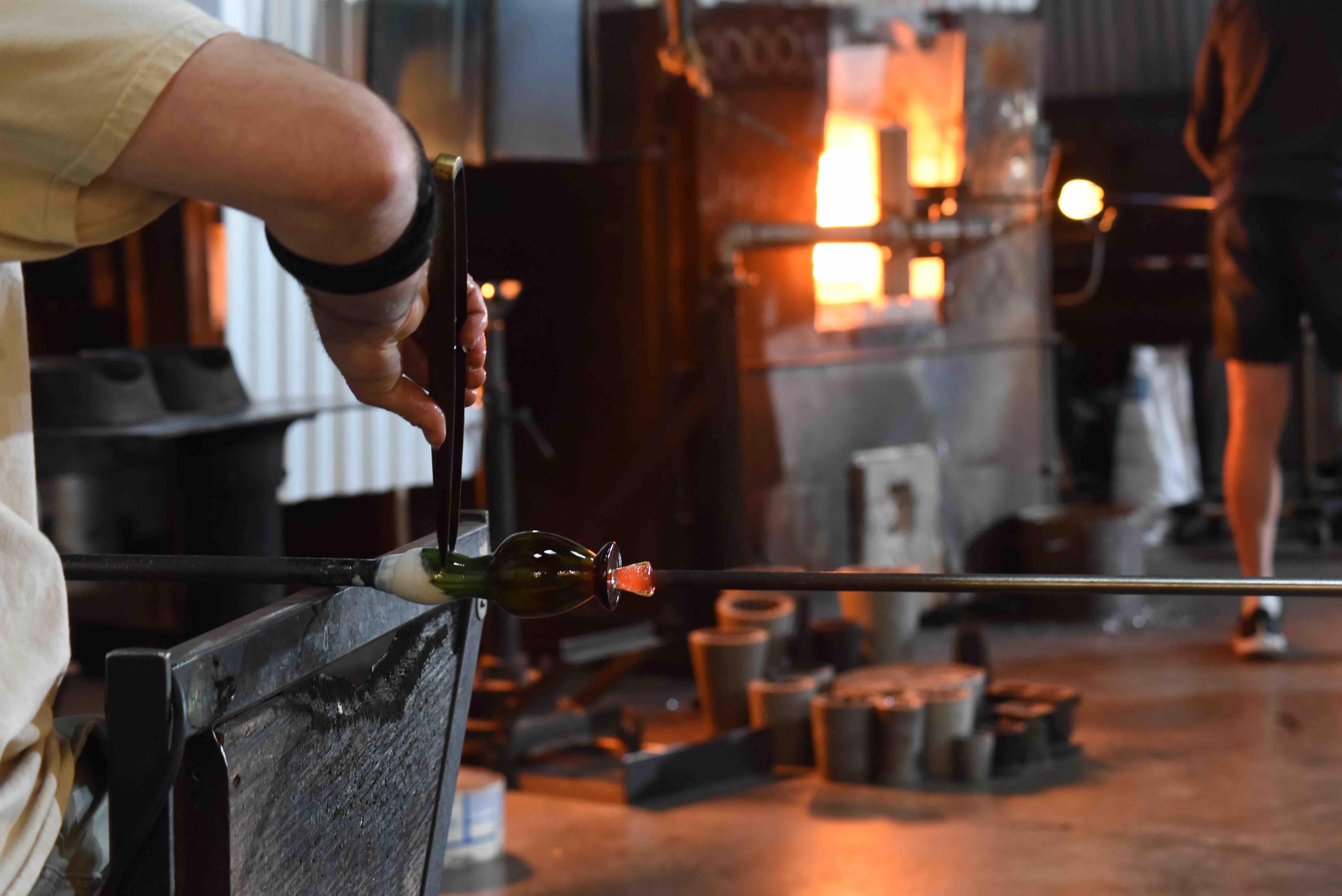 Glass forge workshop, glass blowing in downtown Grants Pass.