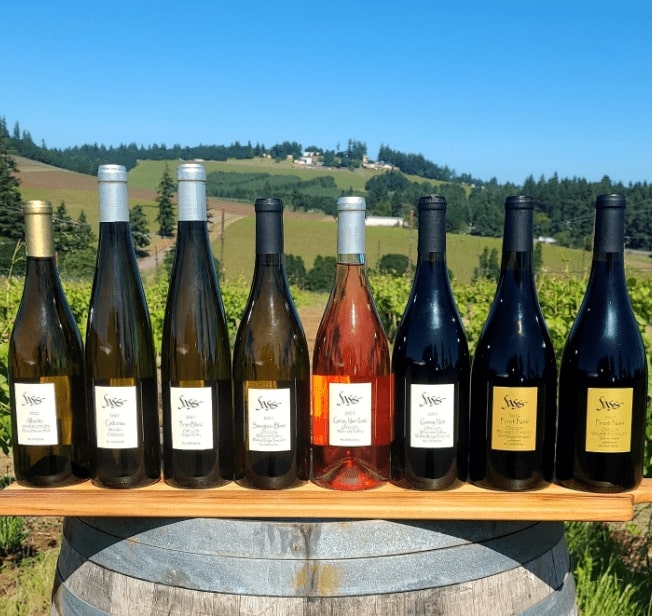 Bottles of wine at Sass Winery