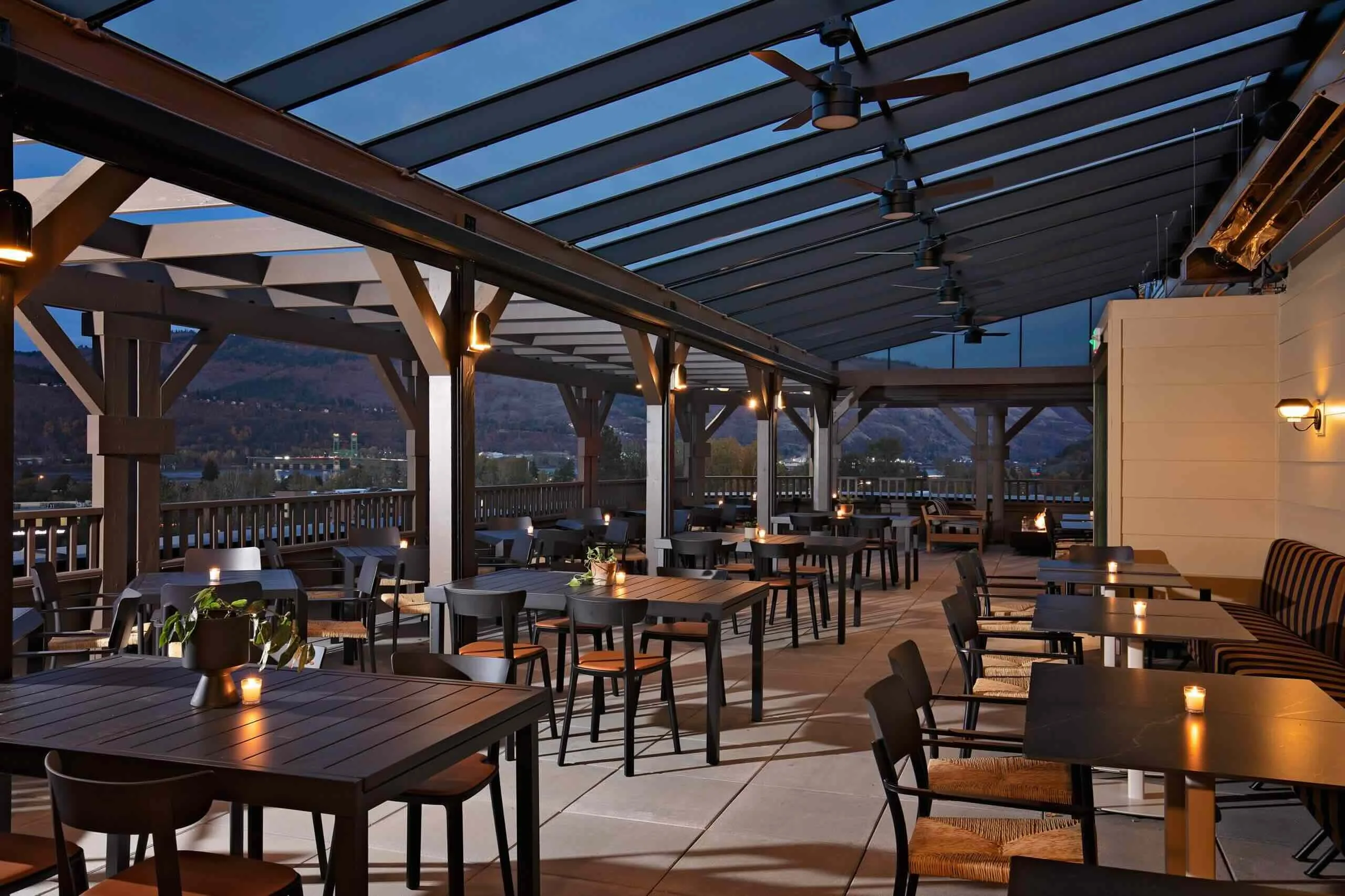 rooftop bar overlooking Hood River