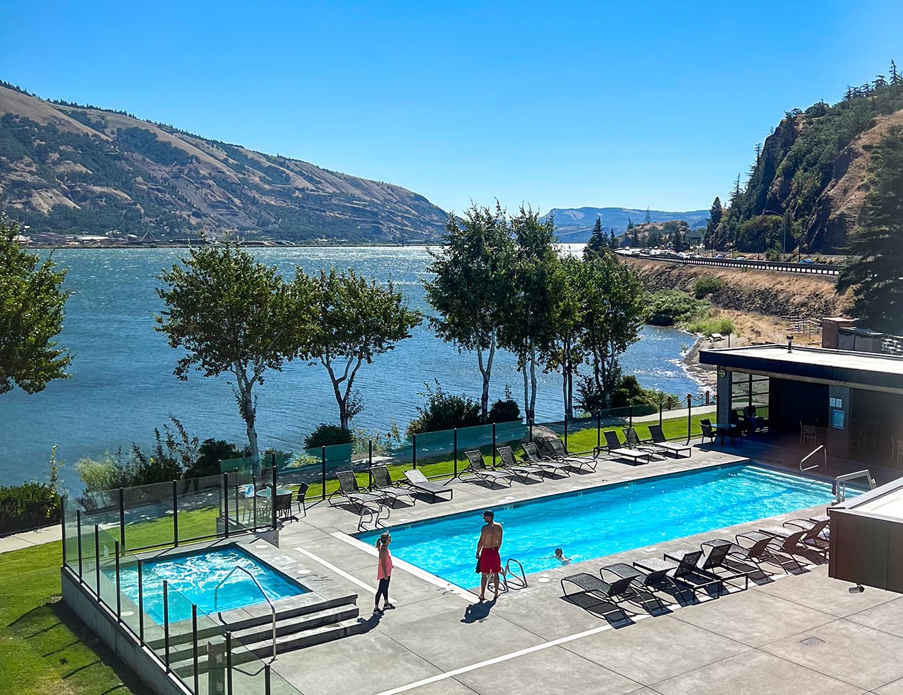 pool overlooking the Columbia River